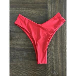 V Front High Cut Bikini Swimsuit Bottom Womens Size M Red Silky Smooth Modern